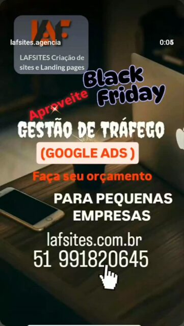 ⚠️ APROVEITE HOJE MESMO BLACK FRIDAY
  Descontos importantes para você. 

✅.Nós somos da Lafsites, uma agencia de marketing digital criada para transformar  negócios físicos e digitais  em grandes  cases de sucesso 💡

👉Quem somos:
Nossa metodologia é fundamentada em 3 pilares principais: Criação de SITE, Tráfego pago, Gestão de redes sociais. 

👉Oferecemos soluções  e estratégias  personalizadas com foco em vendas.

⚠️Contrate hoje mesmo a Lafsites e resolva seu problemas. 

⚠️FAÇA SEU SITE NOVO.
Ligue ou Mande seu Whatsapp .
📲 51 99182064t
#sites
#publicidade 
#empresas 
googleads 
websites 
lojavirtual 
redessocial 
desenvolvimento 
criaçãodesites 
portoalegre
canoas
Trafegopago
googleads
landinpage