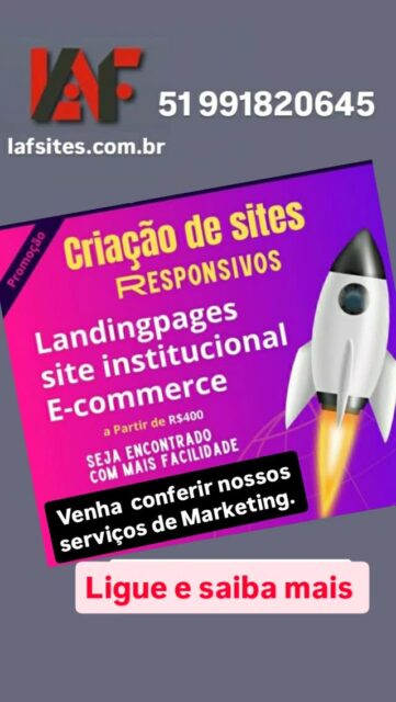 👉Começar anunciar uma empresa pode parecer complicado, com um bom planejamento e os passos certos, fica muito mais fácil.

🚀 Ter um SITE  e muito mais fácil de ter,  é acessível, rápido e barato.

⚠️Então já chegou a hora de sua empresa  fazer um SITE, seu concorrente vai vender muito mais do que você.

👉Isso inclui escolher as plataformas certas ,como  Google Ads e Meta Ads, definir palavras chaves relevantes, e criar anúncios  persuasivo que ressoam  com o cliente  ideal.

👉A gestão de tráfego para pequenas empresas é uma estratégia crucial para aumentar a visibilidade online e gerar conversões. O processo envolva a criação de campanha segmentados que atingem diretamente  o público alvo, otimização do orçamento para obter o máximo retorno e anilese  continua das métricas  para ajustes estratégicos. 

👉Isso inclui escolher as plataformas certas ,como  Google Ads e Meta Ads, definir palavras chaves relevantes, e criar anúncios  persuasivo que ressoam  com o cliente  ideal.

📲Entre em contato pelo Whatsapp 51 991820645, 
 
Veja no site lafsites.com br
#trafegopago 
#empresa 
#criaçãodesite
googleads