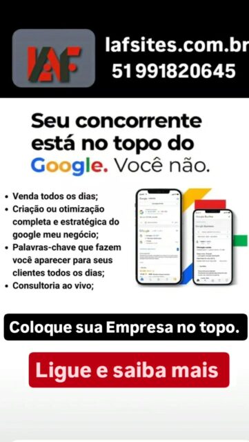 👉A gestão de tráfego para pequenas empresas é uma estratégia crucial para aumentar a visibilidade online e gerar conversões.
👉 O processo envolva a criação de campanha segmentados que atingem diretamente  o público alvo, otimização do orçamento para obter o máximo retorno e anilese  continua das métricas  para ajustes estratégicos. 

👉Isso inclui escolher as plataformas certas ,como  Google Ads e Meta Ads, definir palavras chaves relevantes, e criar anúncios  persuasivo que ressoam  com o cliente  ideal.

📲Entre em contato pelo Whatsapp 51 991820645, 
 
Veja no site lafsites.com br
#trafegopago 
#empresa 
#criaçãodesite
#googleads
