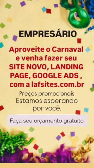 Bem-vindos !🚀
Nós somos da Lafsites, uma agencia de marketing digital criada para transformar  negócios físicos e digitais  em grandes  cases de sucesso 💡

👉Quem somos:
Nossa metodologia é fundamentada em 3 pilares principais: Criação de SITE, Tráfego pago, Gestão de redes sociais. 

👉Oferecemos soluções  e estratégias  personalizadas com foco em vendas.

⚠️Contrate hoje mesmo a Lafsites e resolva seu problemas. 

⚠️FAÇA SEU SITE NOVO.
Ligue ou Mande seu Whatsapp .
📲 51 99182064t
#sites
#publicidade 
#empresas 
#googleads 
#websites