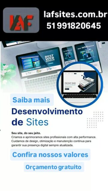 ✅Nós somos a Lafsites, uma agencia de marketing digital criada para transformar negócios físicos e digitais em grandes cases de sucesso 💡
👉Quem somos:
Nossa metodologia é fundamentada em 3 pilares principais: Criação de SITE, Tráfego pago, Gestão de redes sociais.
👉Oferecemos soluções e estratégias personalizadas com foco em vendas.
⚠️Contrate hoje mesmo a Lafsites e resolva seu problemas.
⚠️FAÇA SEU SITE NOVO.
📲Ligue ou Mande seu Whatsapp .
#sites
#publicidade
#empresas
#googleads
#brasil