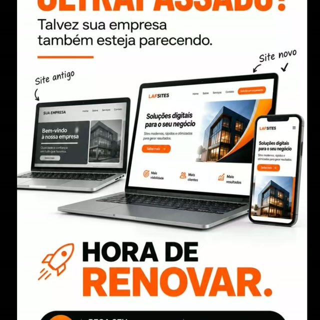 🚨 SEU SITE ESTÁ ULTRAPASSADO?
Sua empresa evoluiu. Seu site também precisa acompanhar essa evolução.
Um site antigo, lento ou que não funciona bem no celular pode passar uma imagem negativa e fazer você perder oportunidades.
🚀 A LAFsites cria sites modernos, profissionais e responsivos, pensados para apresentar melhor sua empresa e facilitar o contato com seus clientes.
Não deixe seu site ficar para trás. É hora de renovar!
📞 Peça seu orçamento: (51) 99182-0645
🌐 lafsites.com.br
👉 Fale agora com a LAFsites e descubra como podemos renovar seu site.
#SiteProfissional #CriacaoDeSites #MarketingDigital #Empreendedorismo #LAFsites