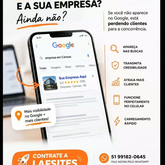 🚨 SEU CLIENTE JÁ ESTÁ NO GOOGLE. E A SUA EMPRESA?
Enquanto seu cliente pesquisa por serviços, será que ele encontra sua empresa ou acaba encontrando a concorrência? 👀
💻 Com um site profissional, sua empresa pode transmitir mais credibilidade, fortalecer sua presença no Google e conquistar novas oportunidades de negócio.
A Lafsites ajuda sua empresa a entrar no digital com: ✅ Sites profissionais ✅ Landing pages ✅ Gestão de Google Ads e Meta Ads
🔥 NÃO DEIXE SEUS CONCORRENTES LEVAREM SEUS CLIENTES!

📲 CONTRATE A LAFSITES! WhatsApp: (51) 99182-0645 🌐 lafsites.com.br
#CriacaoDeSites #SiteProfissional #GoogleMeuNegocio #GoogleAds #MarketingDigital